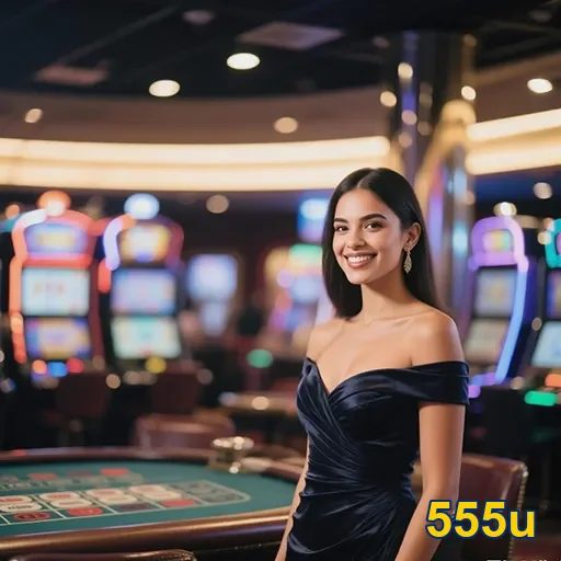 Imagem do casino no site 555u, mostrando jogos de azar e ambiente sofisticado